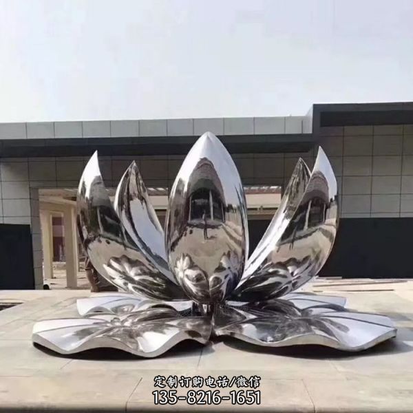 不銹鋼鏡面金屬蓮花擺件商場水景荷花雕塑（1）