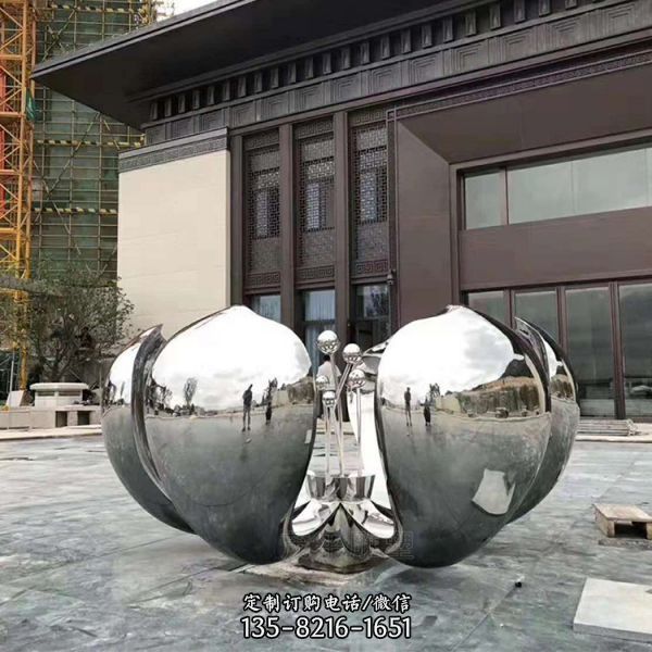 不銹鋼鏡面金屬蓮花擺件商場水景荷花雕塑（2）