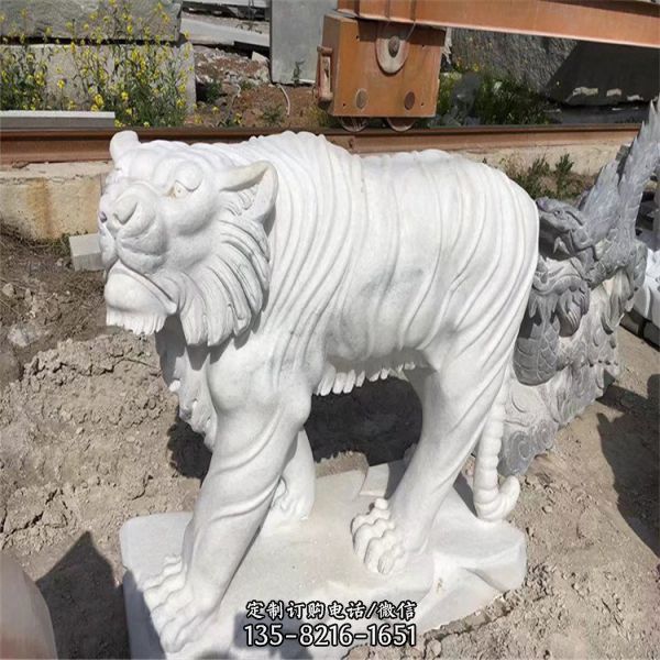 園林廣場擺放漢白玉雕刻老虎神龜動物雕塑（2）