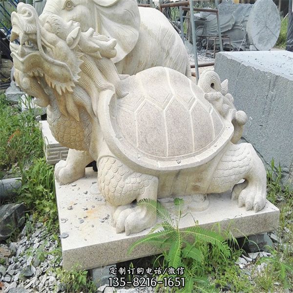 園林廣場擺放漢白玉雕刻老虎神龜動物雕塑（4）