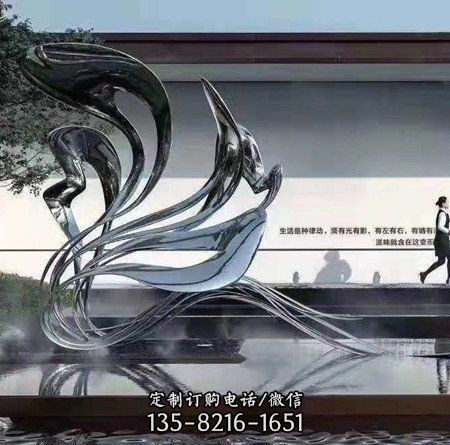 地產不銹鋼鏡面樹枝圓環雕塑（3）