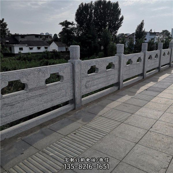 青石石雕河道戶外公園欄桿欄板雕塑（4）