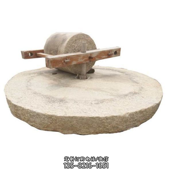 石雕仿古老磨盤舊石磨園林擺件（4）