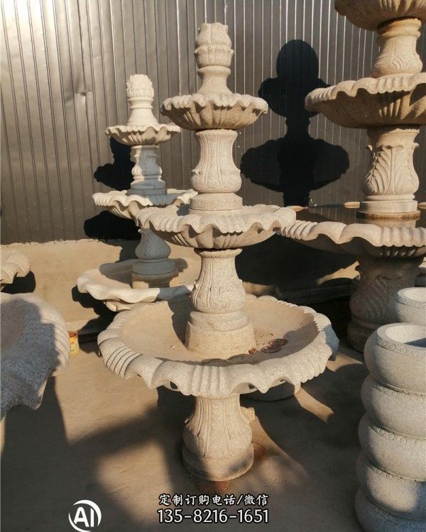 工藝品石雕噴泉花崗巖歐式多層噴泉雕塑（5）