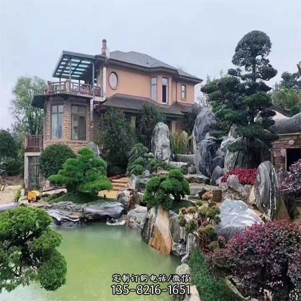 小區別墅裝飾靈璧石假山 人造景觀定制（1）
