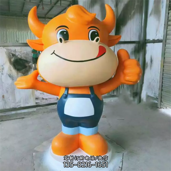 卡通牛玻璃鋼公仔小牛雕塑