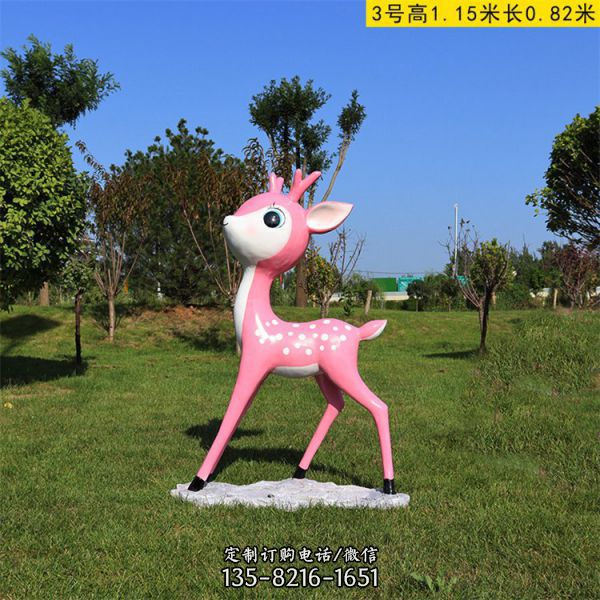 公園景區玻璃鋼彩繪幾何戶外仿真梅花鹿雕塑（1）