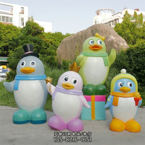 商場幼兒園玻璃鋼創意企鵝卡通公仔雕塑（6）