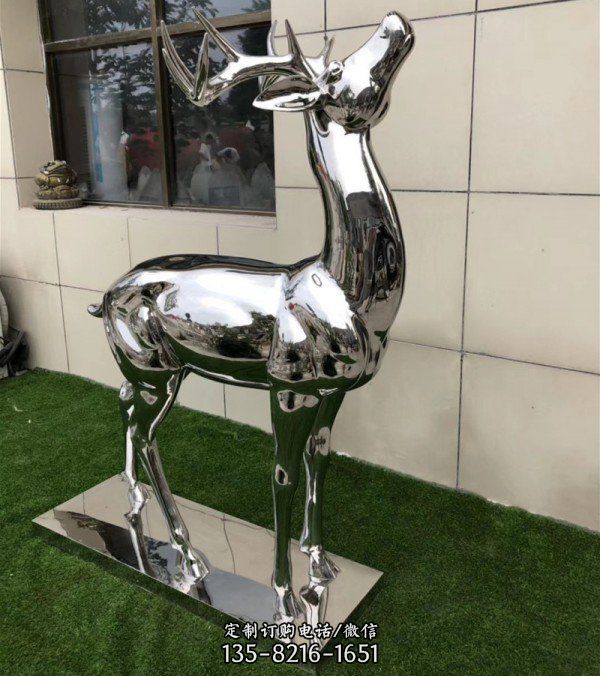 園林景觀小品鏡面仿真動物擺件梅花鹿雕塑（3）