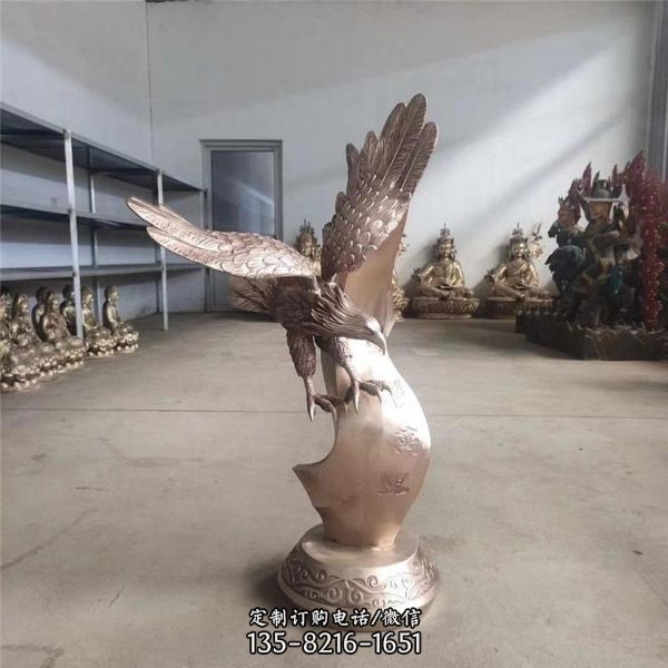 企業(yè)工廠大型玻璃鋼仿銅雄鷹展翅雕塑（5）