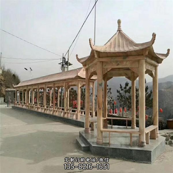 景區(qū)大型中式大理石晚霞紅石雕長(zhǎng)廊