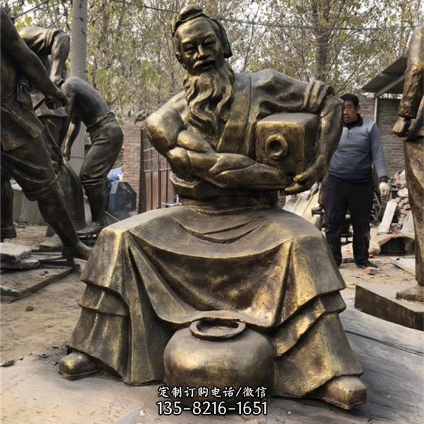 廣場園林玻璃鋼仿銅釀酒喝酒賣酒人物雕塑小品（2）