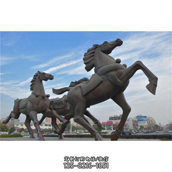 公園廣場大型玻璃鋼仿銅園林駿馬雕塑（2）