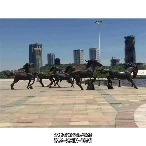 公園廣場大型玻璃鋼仿銅園林駿馬雕塑（3）