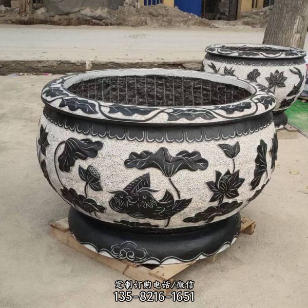 庭院荷花缸戶外花園養(yǎng)魚池水缸雕塑（3）