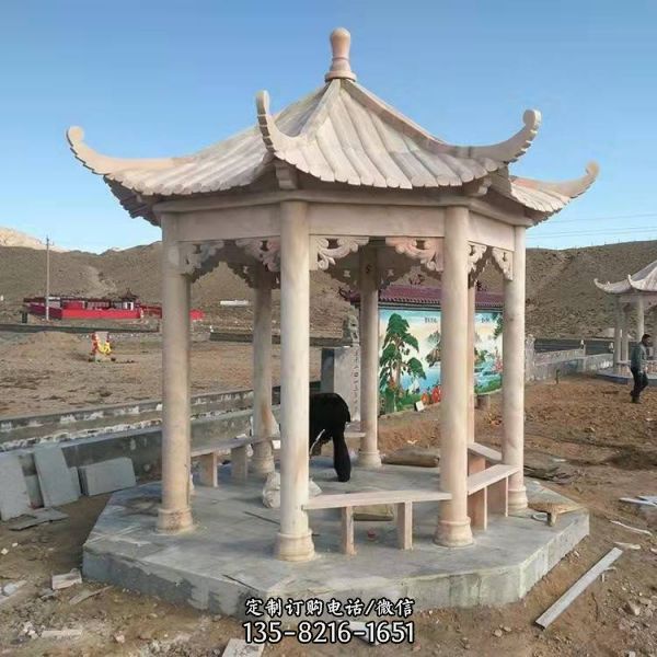 小區廣場休閑石雕古建石亭子長廊（2）