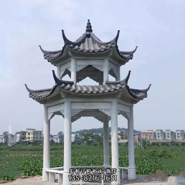 公園廣場大型晚霞紅石雕涼亭（4）