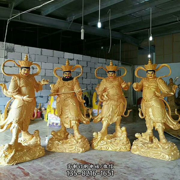 寺廟大型不銹鋼噴金烤漆大型四大天王雕塑（3）