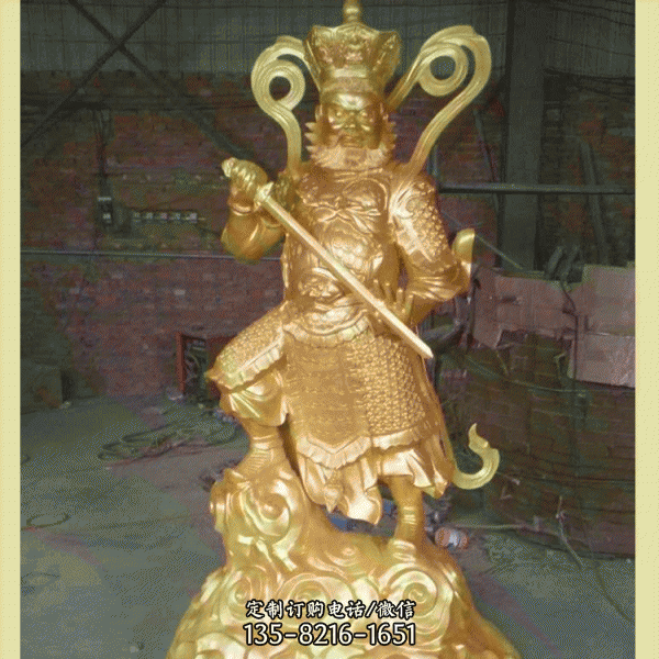 寺廟大型不銹鋼噴金烤漆大型四大天王雕塑（4）