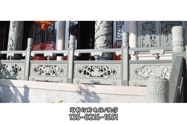 寺廟景點青石浮雕龍柱文化柱防護石欄桿（2）