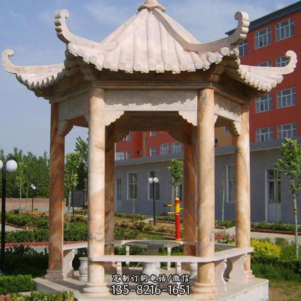 園林小區大理石多角仿古建休閑涼亭（4）