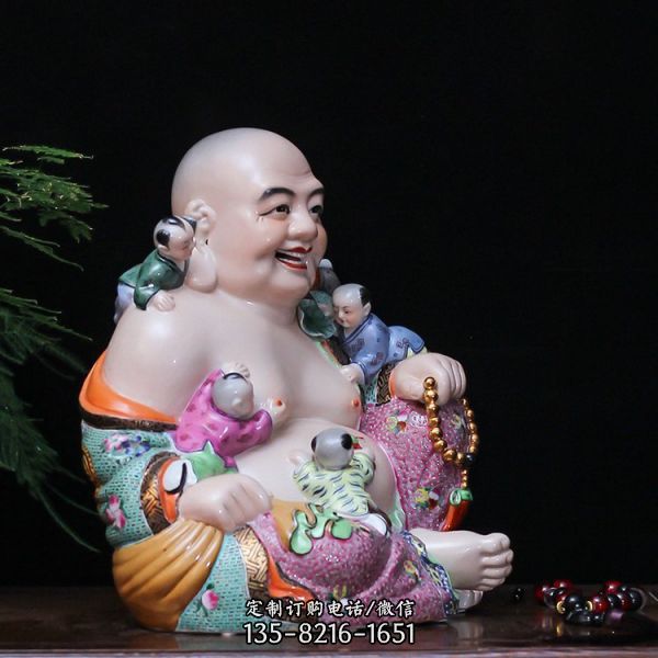 玻璃鋼彩繪創意彌勒佛雕塑