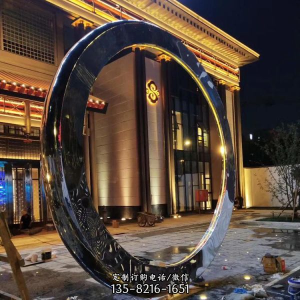 戶外公園景觀擺件不銹鋼鏡面圓環雕塑（3）