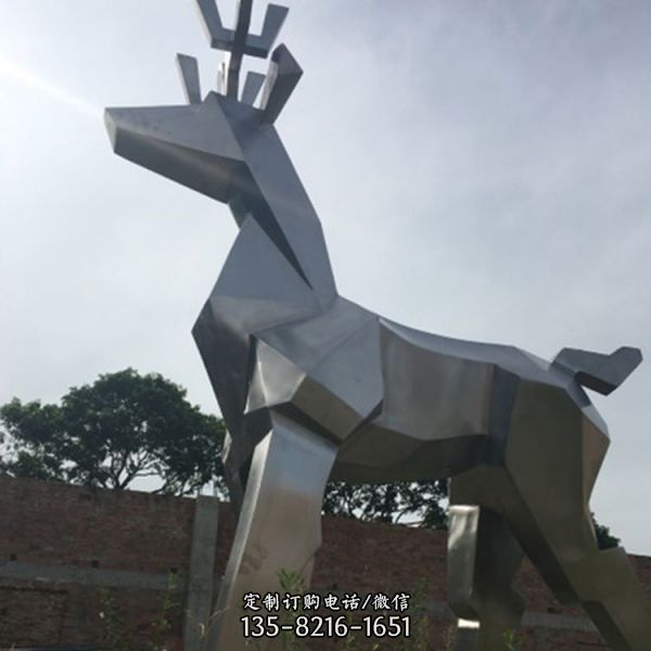 學校公園廣場景觀不銹鋼幾何動物雕塑（2）