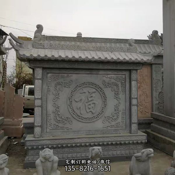 景區庭院門口裝飾大理石浮雕影壁墻石雕壁畫（3）