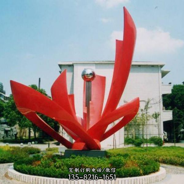 園林廣場大型不銹鋼抽象藝術雕塑（4）