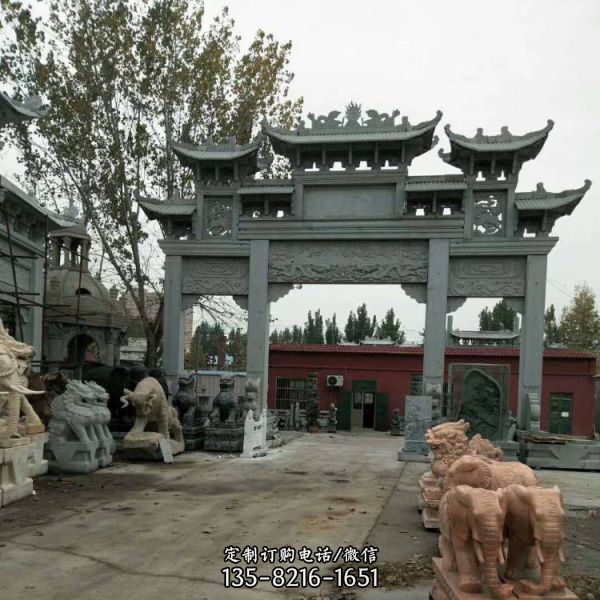 石雕戶外大型多門石牌坊雕塑（2）