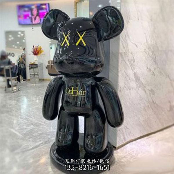 玻璃鋼網(wǎng)紅噴漆黑色暴力熊店鋪裝飾小品