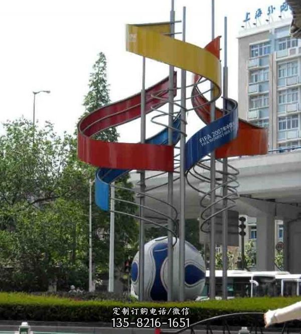 不銹鋼仿真足球體育運動主題景觀擺件（3）