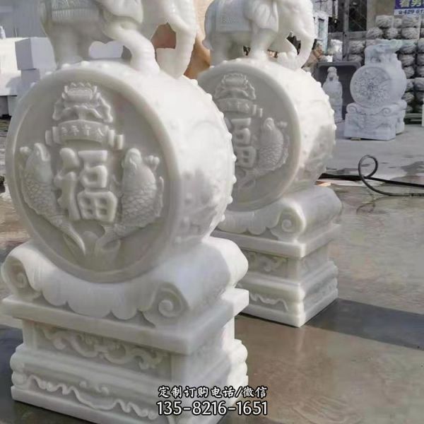 庭院浮雕造型多變漢白玉石雕青石抱鼓石雕塑（3）
