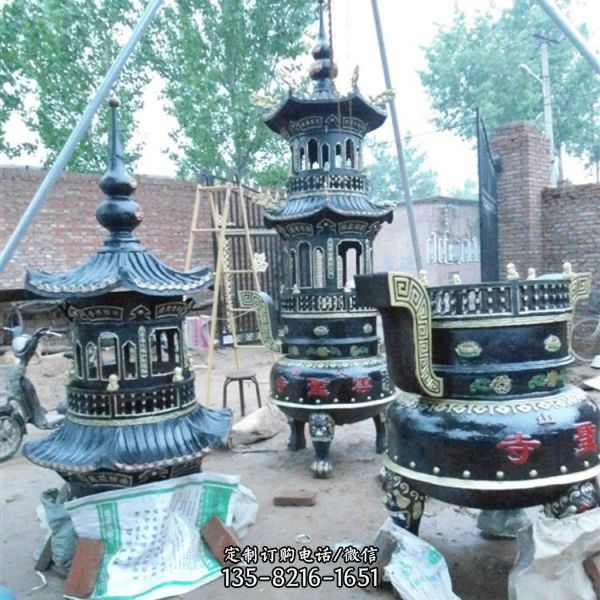 寺廟墓園不銹鋼上香祈福香爐雕塑