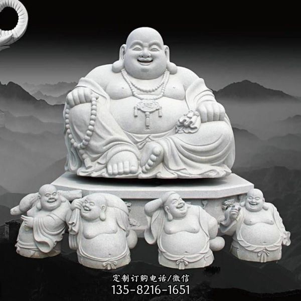 大型戶外大理石石雕寺廟彌勒佛雕塑（5）