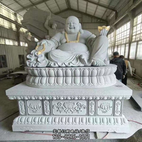 大型戶外大理石石雕寺廟彌勒佛雕塑（8）