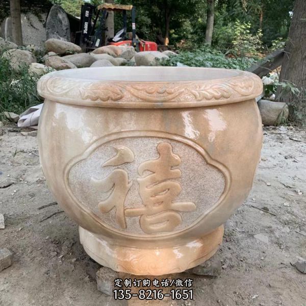 庭院室外擺放晚霞紅浮雕養魚缸花盆（2）