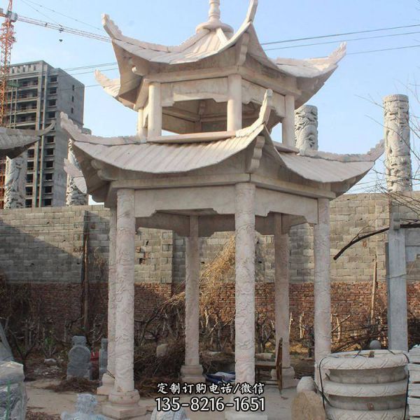 石雕戶外中式多層六角涼亭雕塑（3）