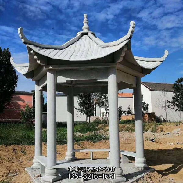 石雕戶外中式多層六角涼亭雕塑（5）