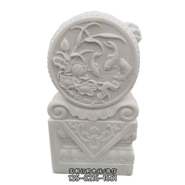 漢白玉石鼓大門口鎮(zhèn)宅吸財(cái)抱鼓石（5）