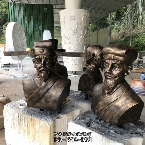 古代名人胸像玻璃鋼仿銅園林景觀人物雕塑（3）