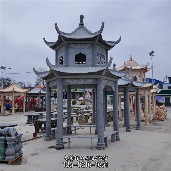 石雕涼亭 中式仿古景觀古建石亭子雕塑（1）