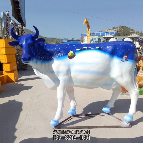 玻璃鋼彩繪卡通牛動物雕塑廣場戶外擺件