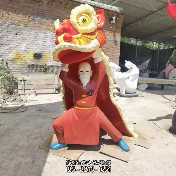 玻璃鋼卡通舞獅吉祥物雕塑（1）