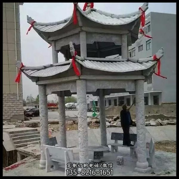 庭院公園擺放大理石景觀休閑中式涼亭（3）