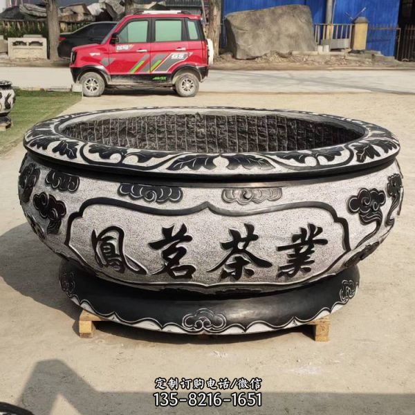 青石浮雕仿古庭院戶外養魚荷花水缸（1）
