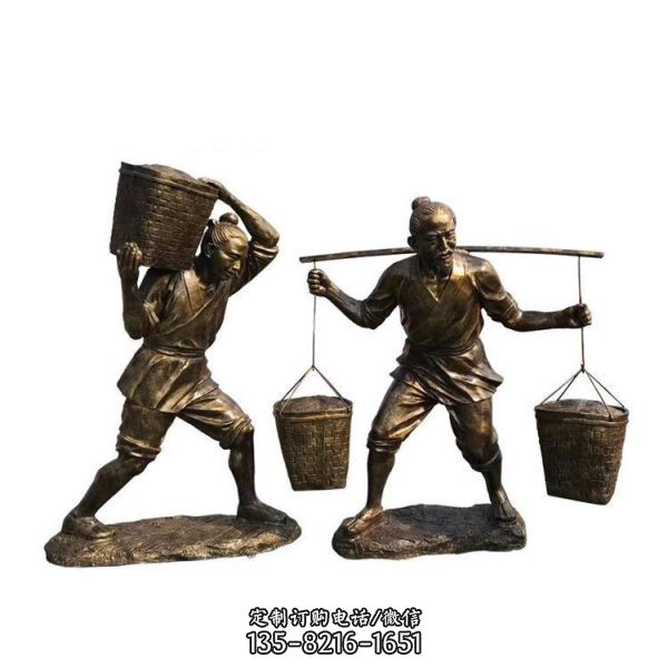 廣場宣傳農耕文化古人挑糧 扛糧人物景觀小品