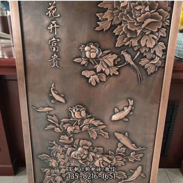 酒店室內(nèi)裝飾銅浮雕中式壁畫背影墻（4）
