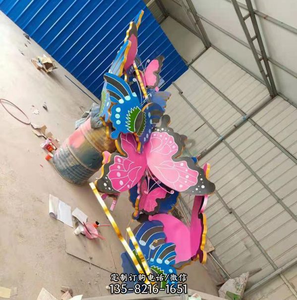 城市廣場不銹鋼蝴蝶亮化雕塑（6）